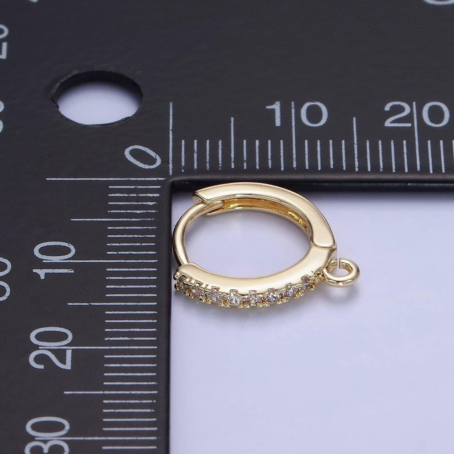 14k gold filled 15mm micro paved huggie earring findings in gold & silver | z-745 z-746