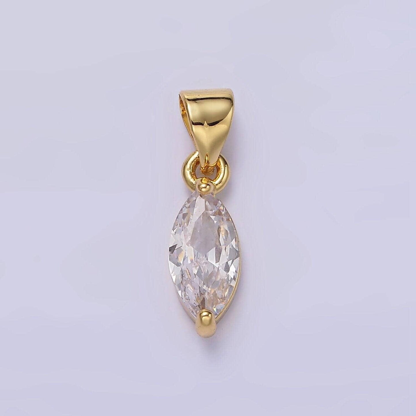 Dainty gold birthstone charm, marquis crystal channel bracelet charm, personalized jewelry, necklace charm diy jewelry component aa-666