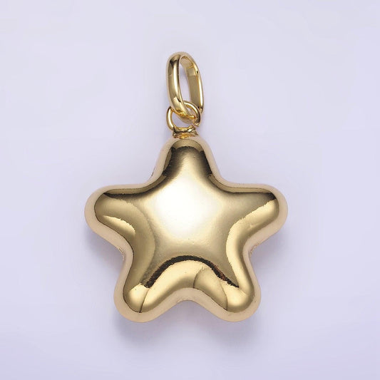 Chunky puffy star balloon charm 14k gold filled celestial bubble pendant for necklace component | aa-1315