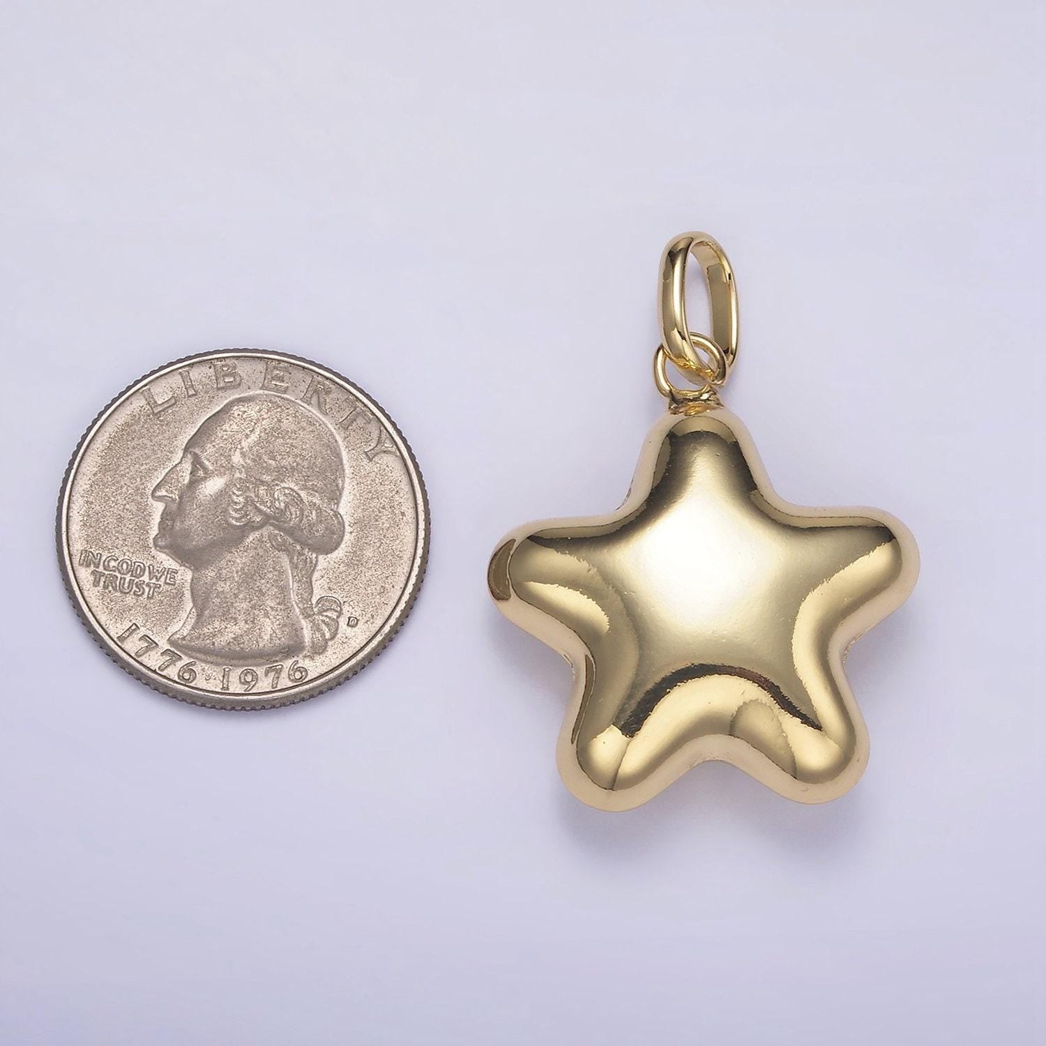Chunky puffy star balloon charm 14k gold filled celestial bubble pendant for necklace component | aa-1315