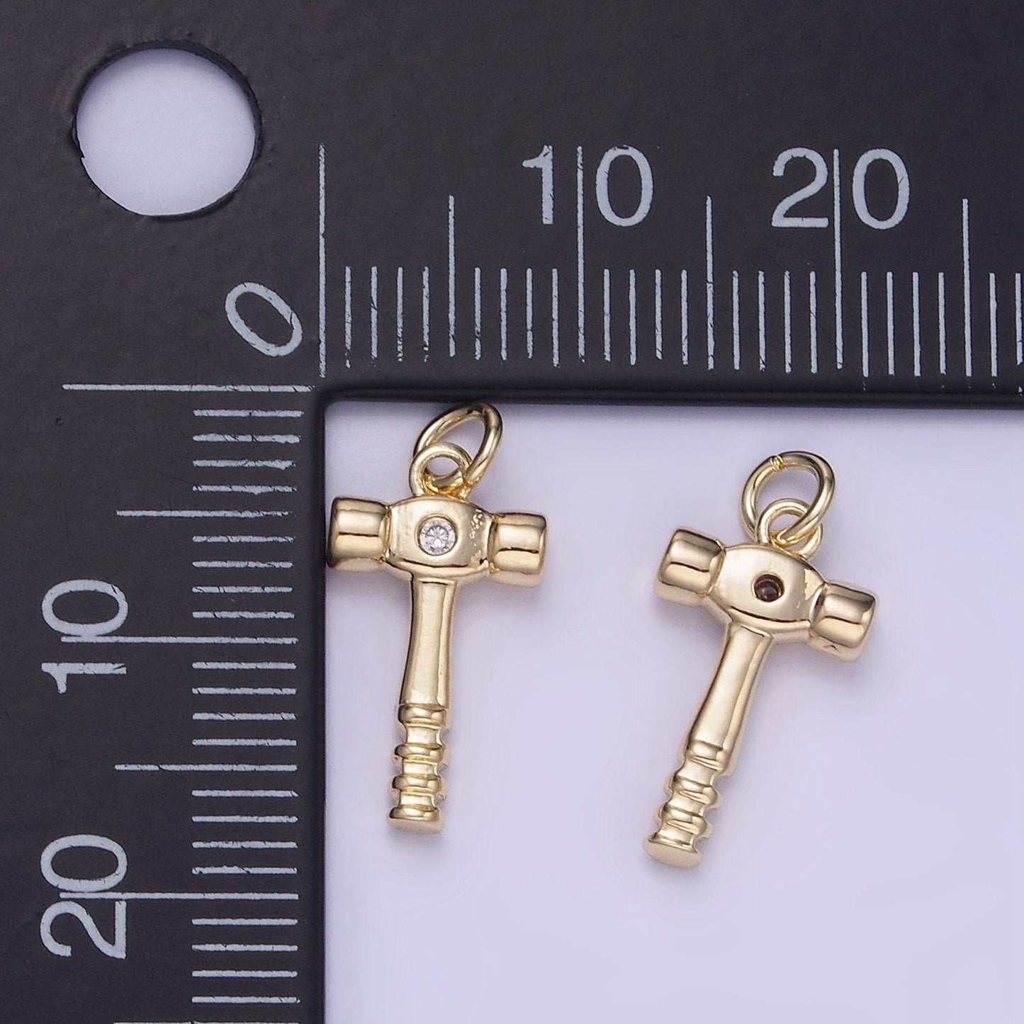 Mini gold hammer charm spanner pendant gold mechanic charm cool charm w560