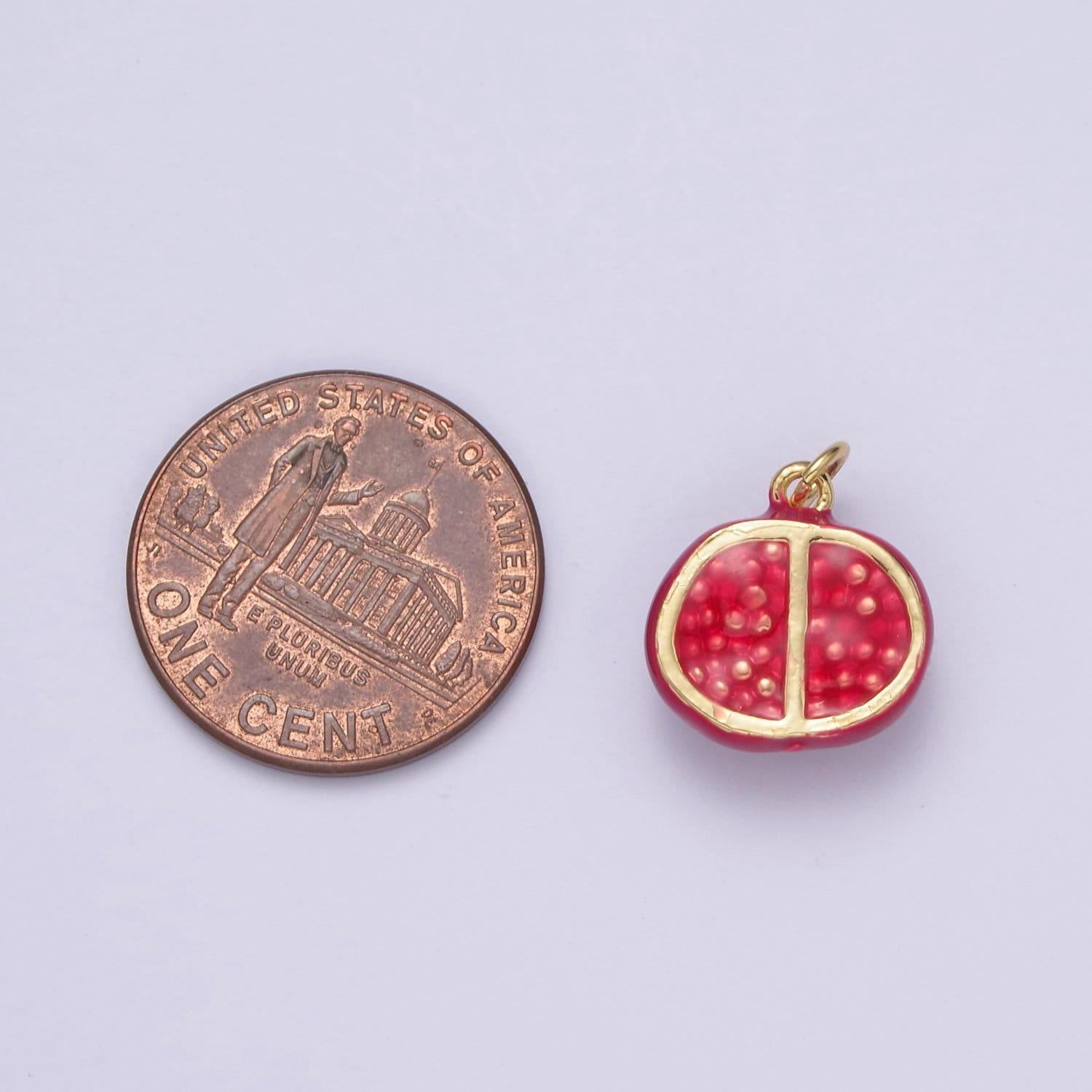 Dainty pomegranate charm micro purple fruit pendant | diy fashion jewelry add on necklace bracelet earring | n-725