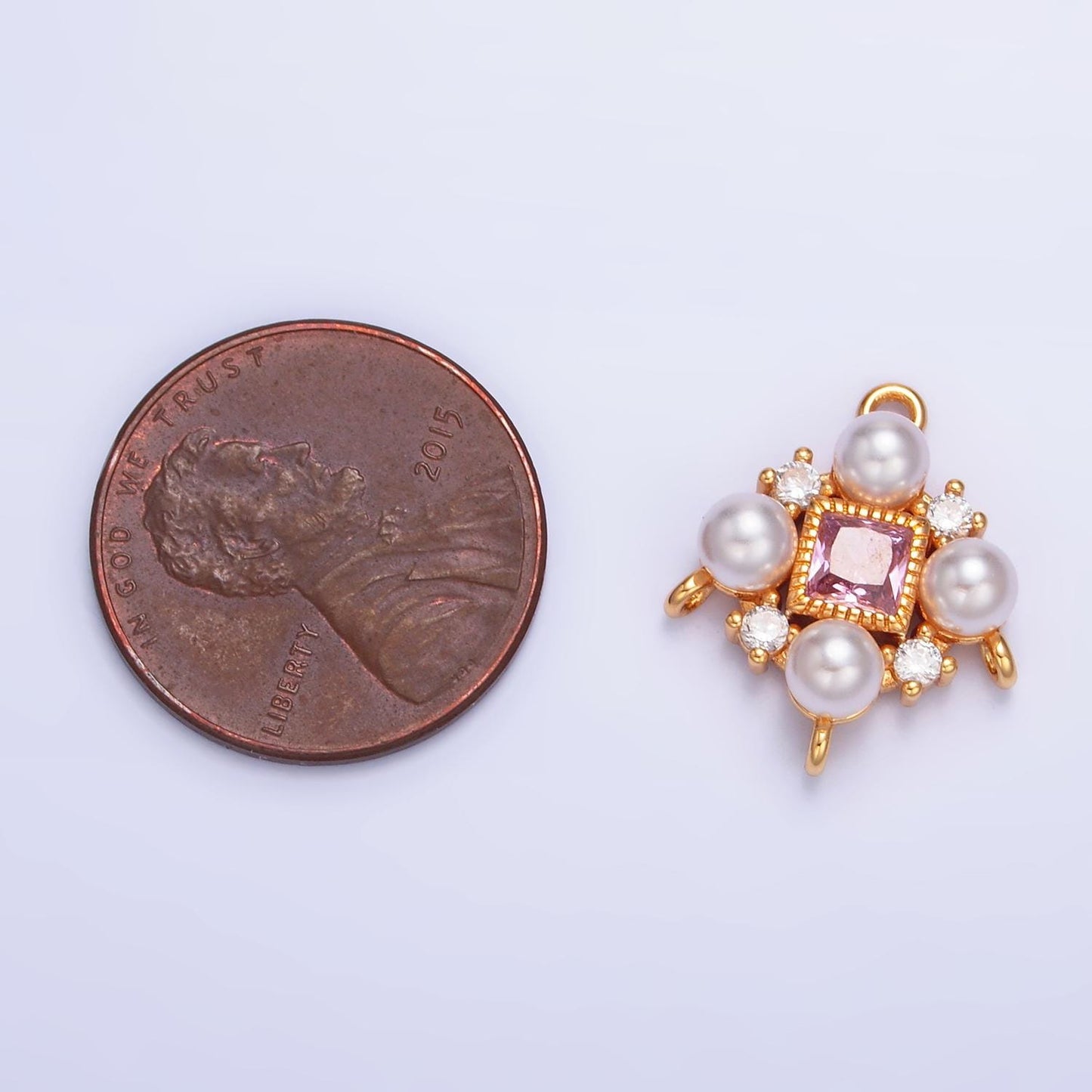 24k Gold filled Pearl Charm with Closed Link for DIY Jewelry Supply | Y001