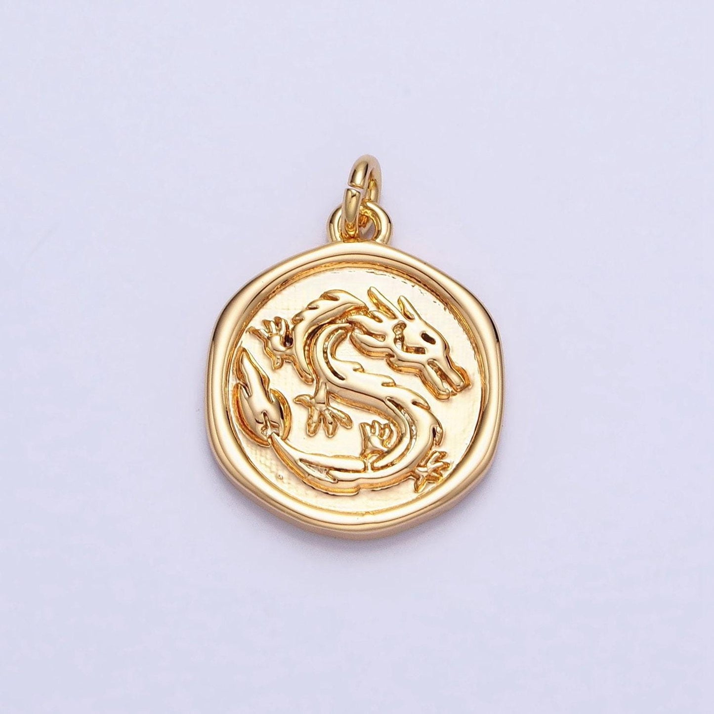 Mini gold ancient coin charm dragon silver dragon fantasy creature for bracelet necklace earring supply ac-440 ac946
