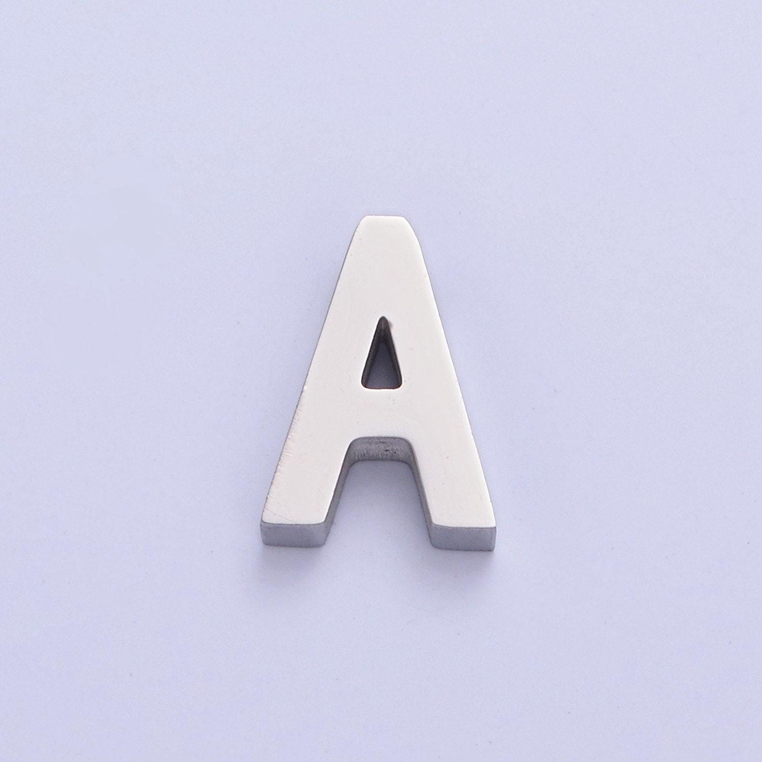 Silver stainless steel minimalist initial letters pendant wholesale jewelry supply personalized alphabet charm | a1682-a1694