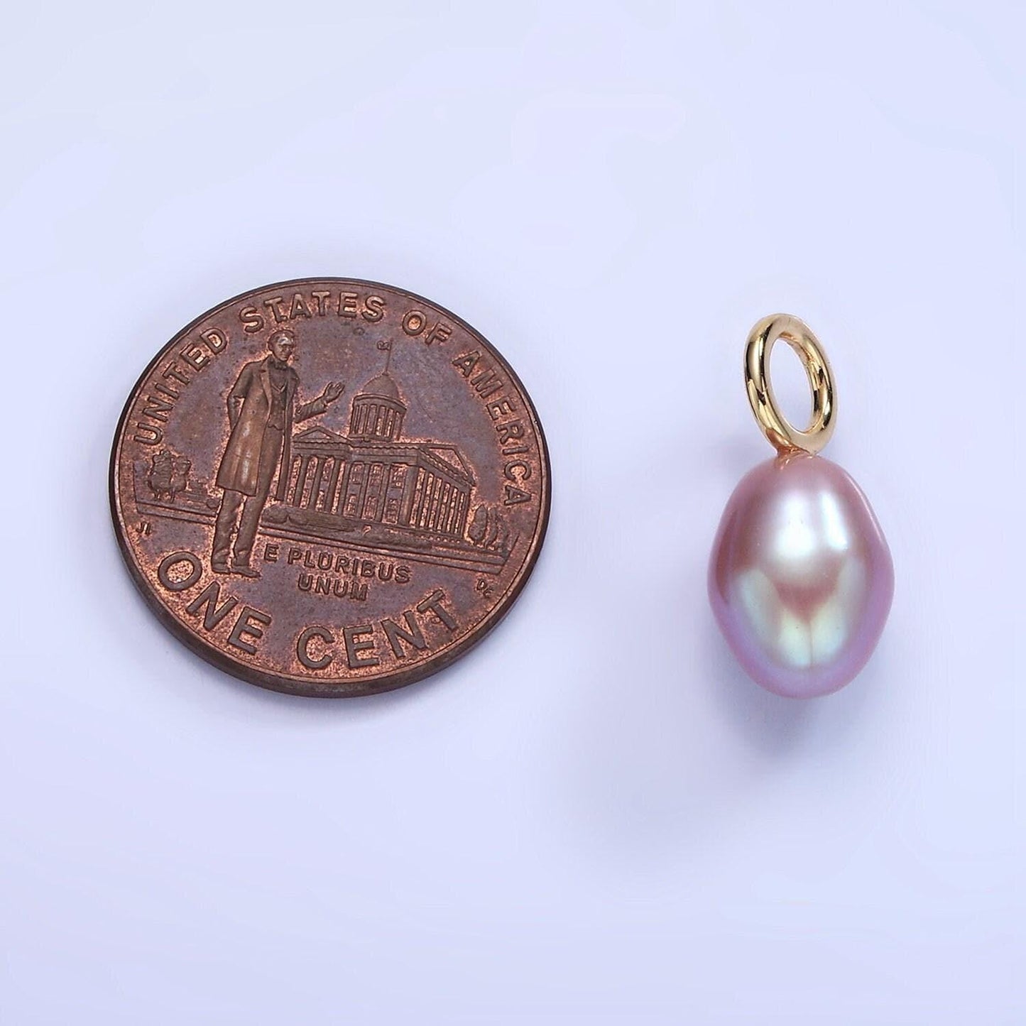 14k gold filled pink, white, purple oval freshwater pearl drop pendant | p1675 - p1677