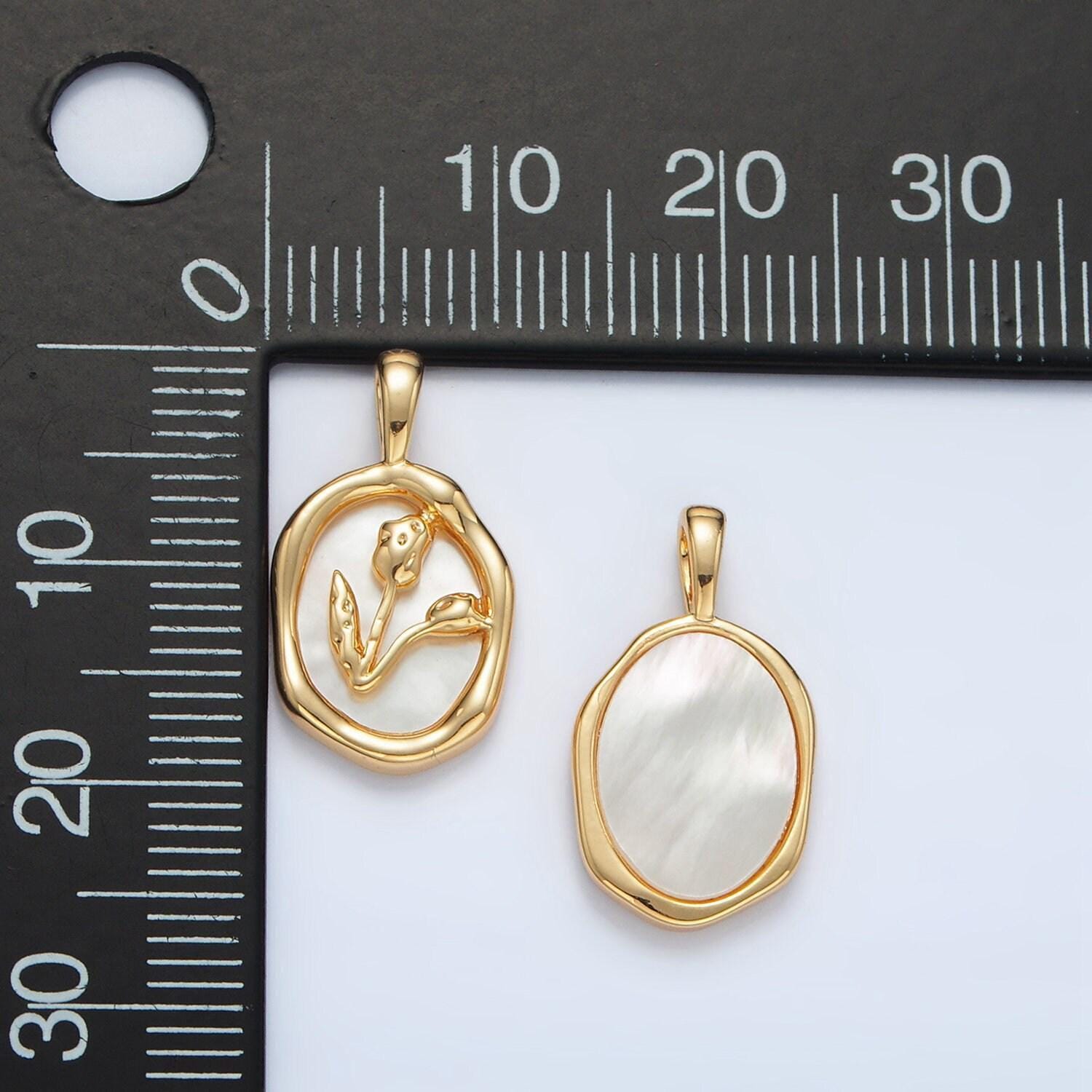 Gold filled tulip flower with shell pearl oval pendant | aa-1515