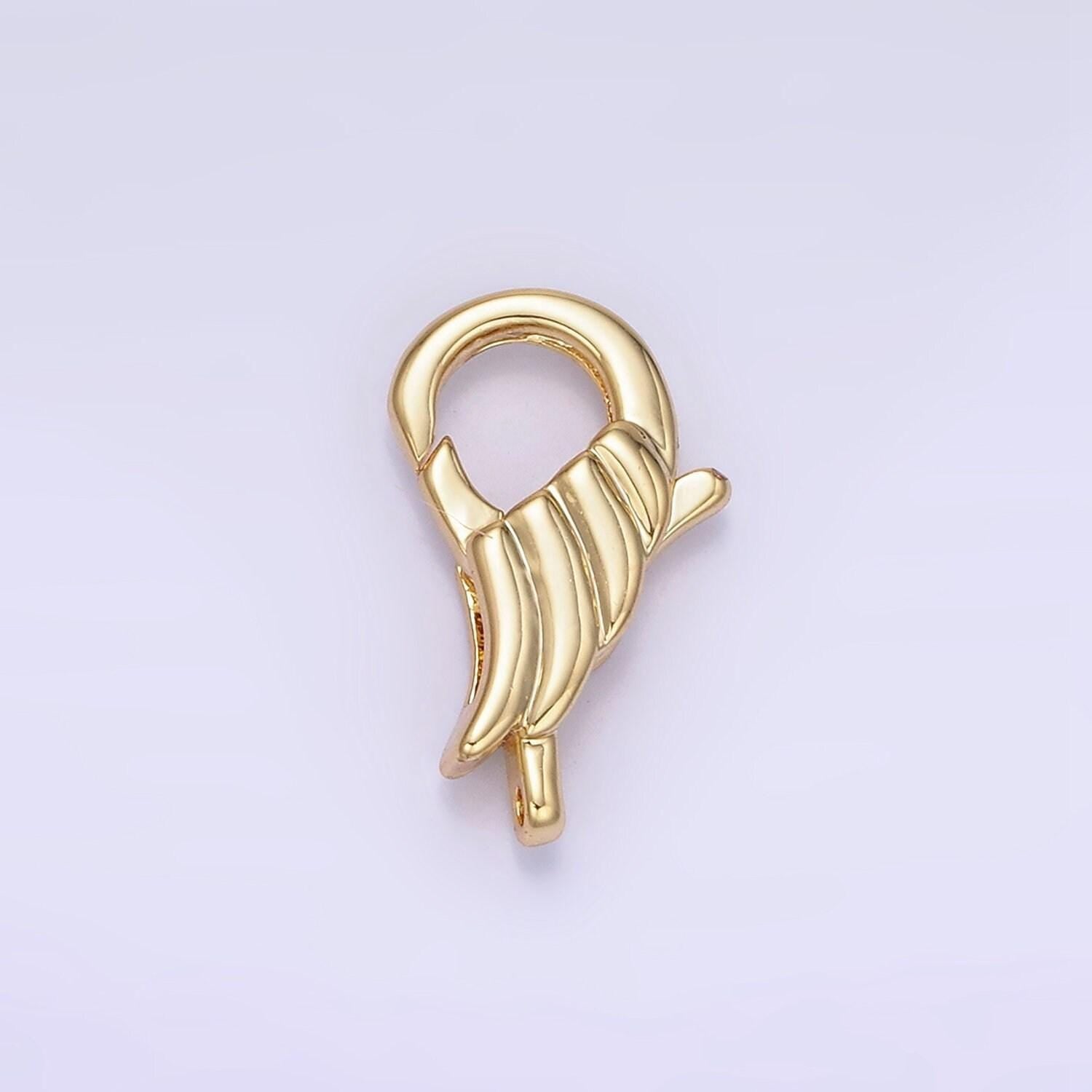 Gold filled textured wing clasp tiny trigger clasp – unique design angel wing lobster claw for jewelry making supplies z764
