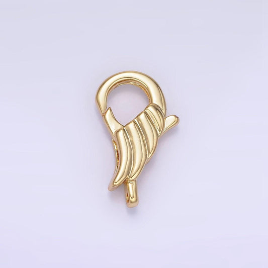 Gold filled textured wing clasp tiny trigger clasp – unique design angel wing lobster claw for jewelry making supplies z764