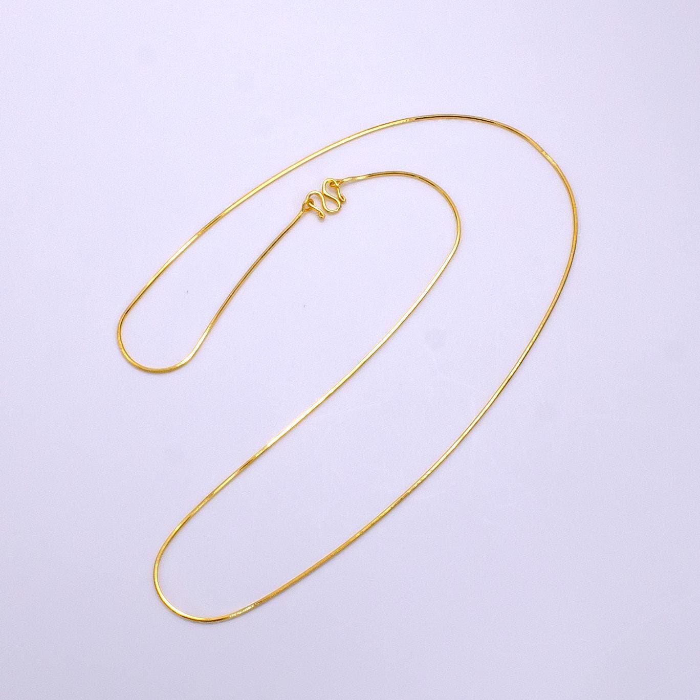 Dainty 24k gold fill ready to use thin snake herringbone necklace chain layering chain dainty necklace for pendant with w clasp wa2331