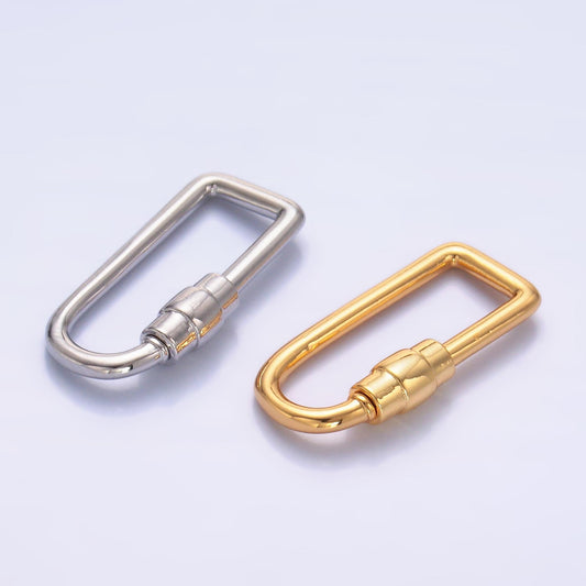 1pc carabiner screw Lock Silver screw clasp oval Gold Interlocking oval shaped clasps for bracelet necklace Charm Holder Z1050