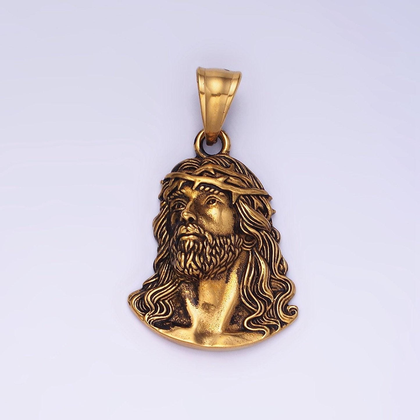 Stainless steel jesus head pendant gold jesus face charm men religious jewelry pendant statement necklace p1213