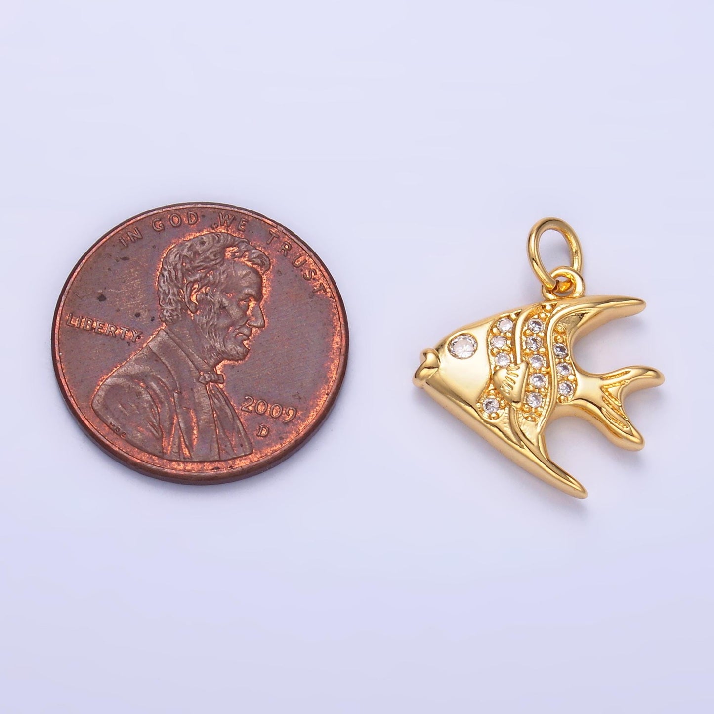 24k gold filled 15.3mm gold-fish animal charm | w442