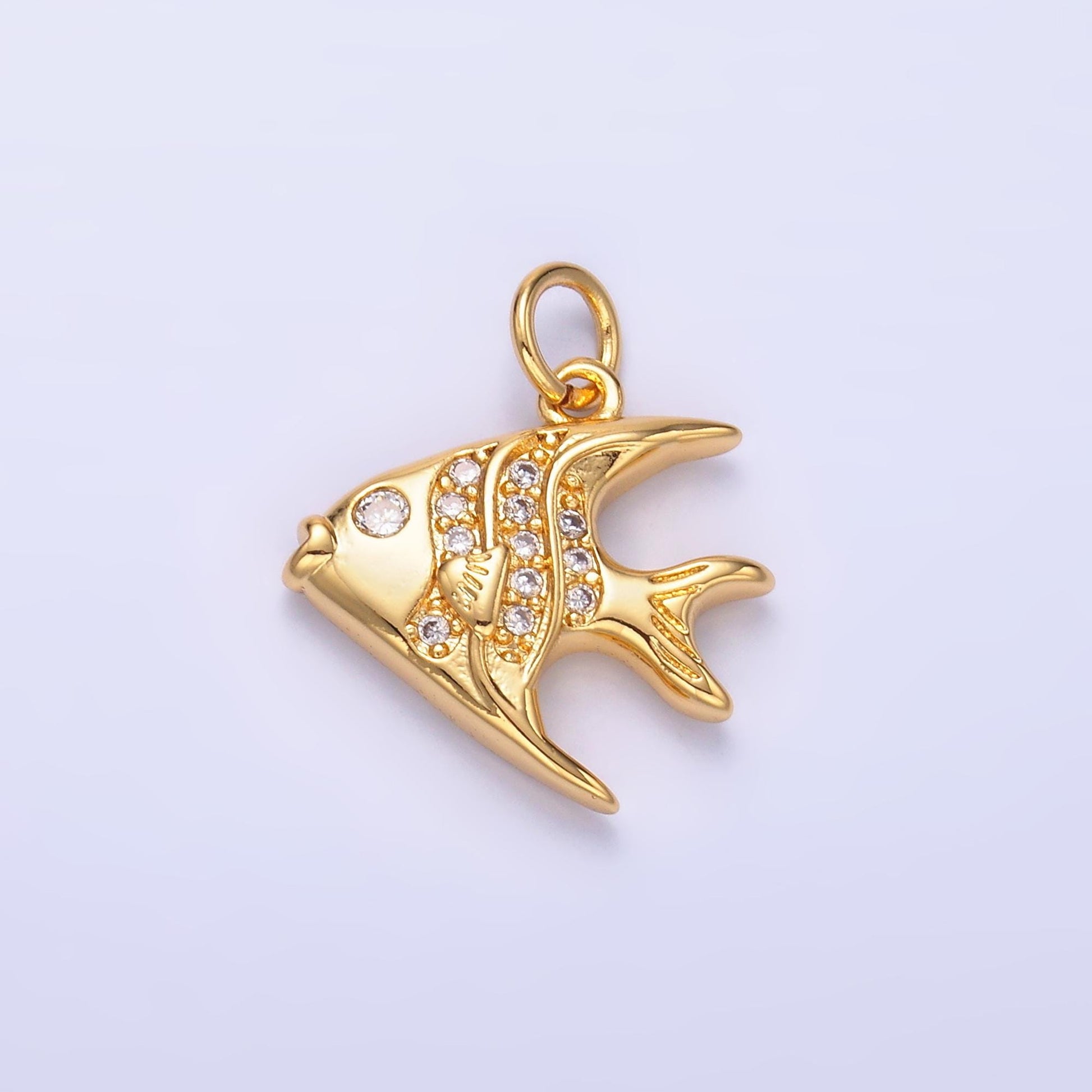 24k gold filled 15.3mm gold-fish animal charm | w442