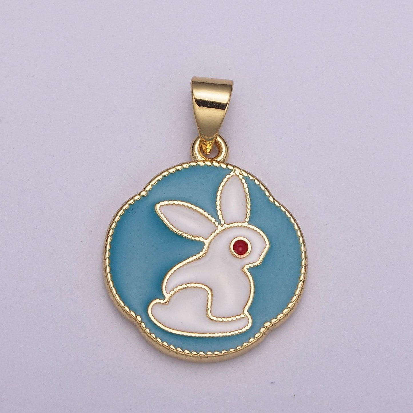 Gold enamel bunny charm, epoxy rabbit pendant, rabbit charm for braceletn necklace, earring diy craft, n-517