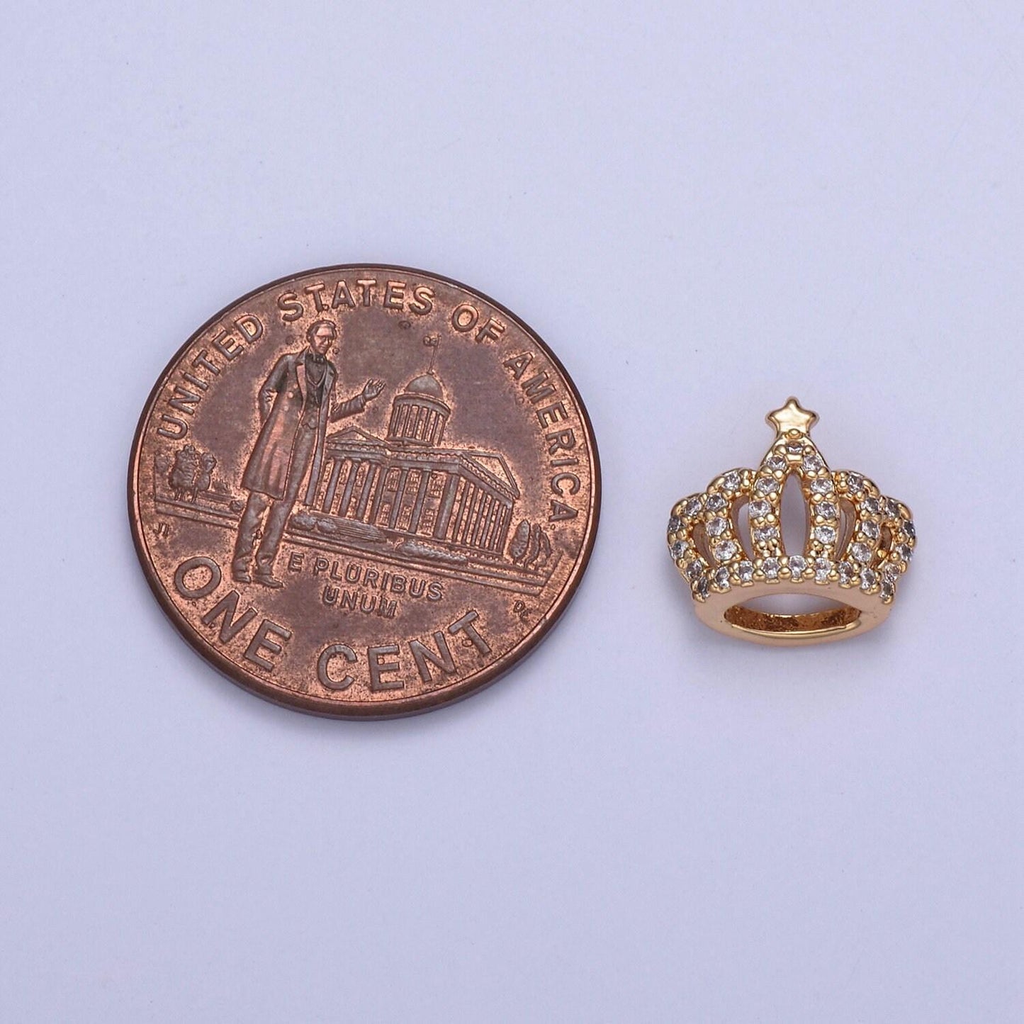 Dainty queen princess crown tiara with star cz pendant charm, micro pave gold filled charm for earring bracelet necklace - n426