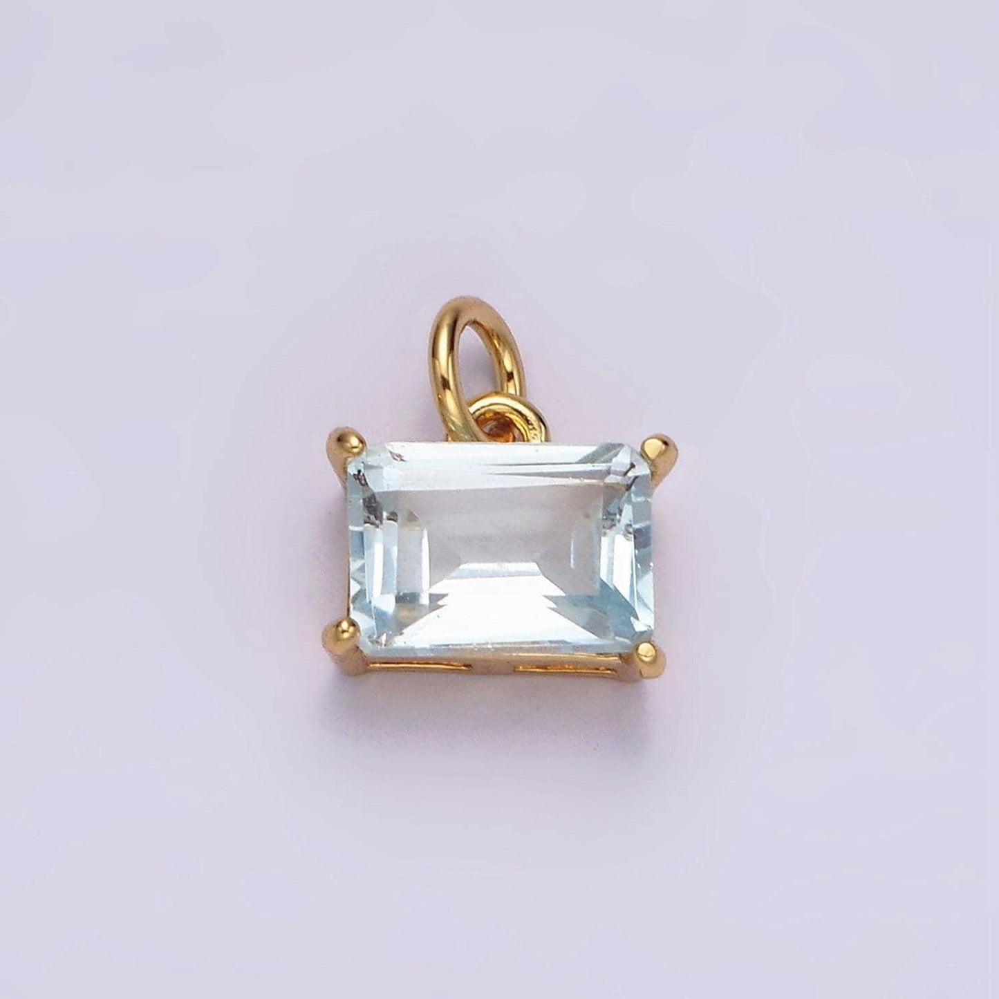 14k gold filled baby blue baguette cz sideway minimalist add-on charm | ac843