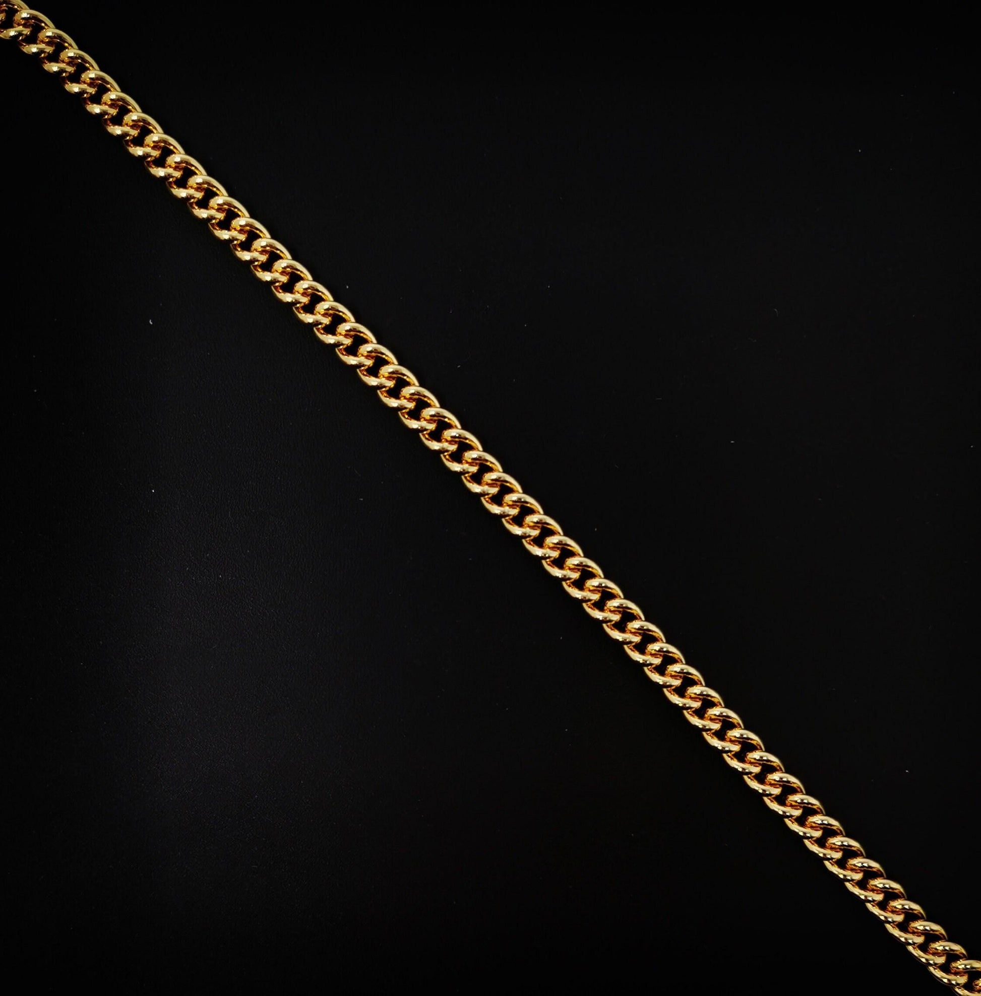 6.7mm gold cuban curb chain by yard, cuban curb chain by foot, wholesale bulk roll chain for jewelry making, thickness 1.8mm,75