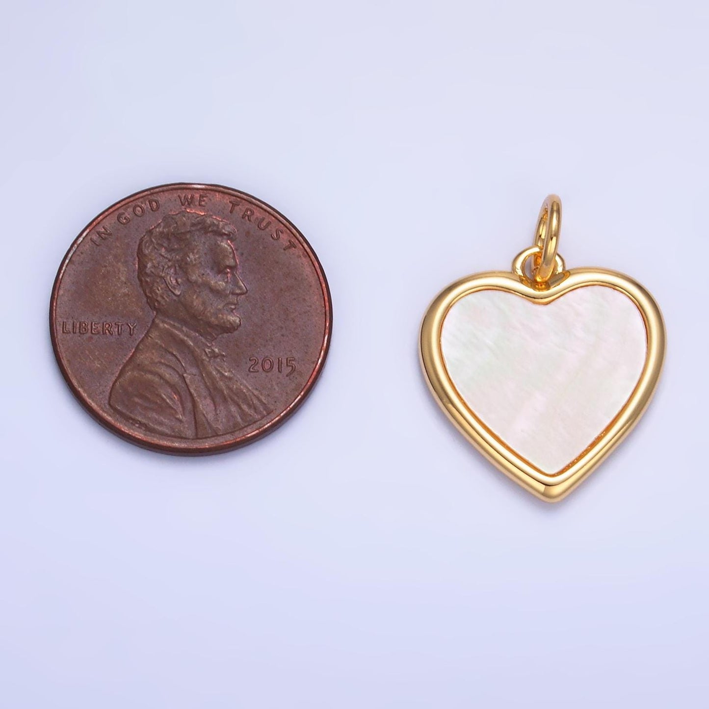 24K Gold Filled Bezel Shell Pearl Heart Charm for Valentine jewelry Making Supply | W430