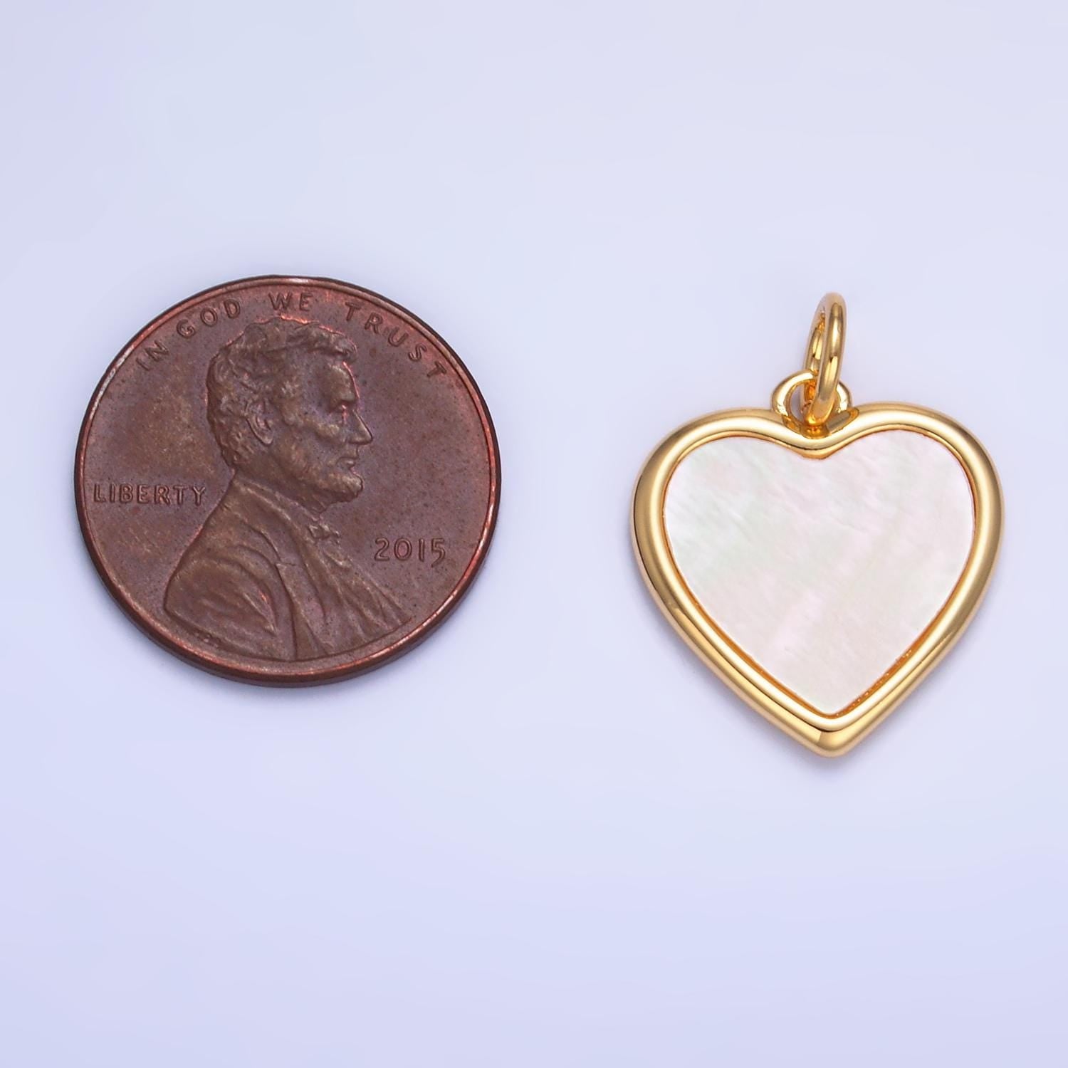 24K Gold Filled Bezel Shell Pearl Heart Charm for Valentine jewelry Making Supply | W430