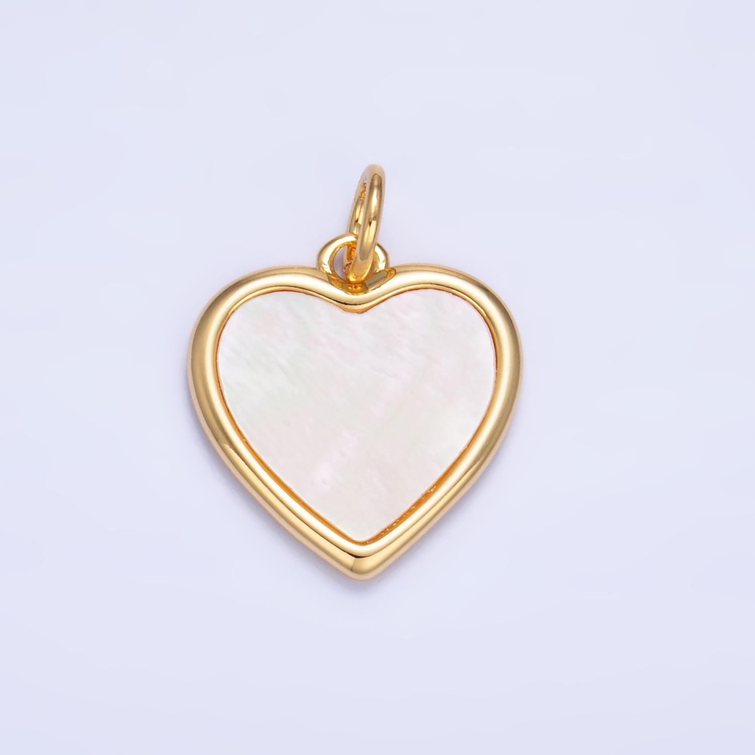 24K Gold Filled Bezel Shell Pearl Heart Charm for Valentine jewelry Making Supply | W430