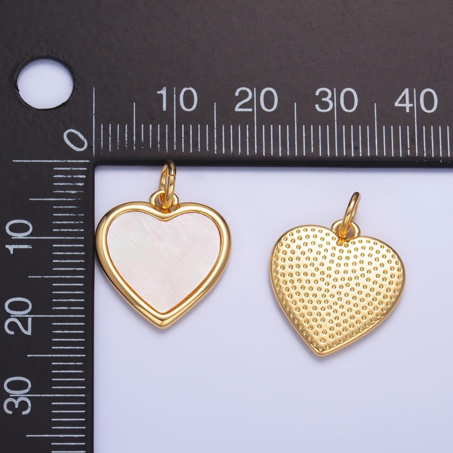 24K Gold Filled Bezel Shell Pearl Heart Charm for Valentine jewelry Making Supply | W430