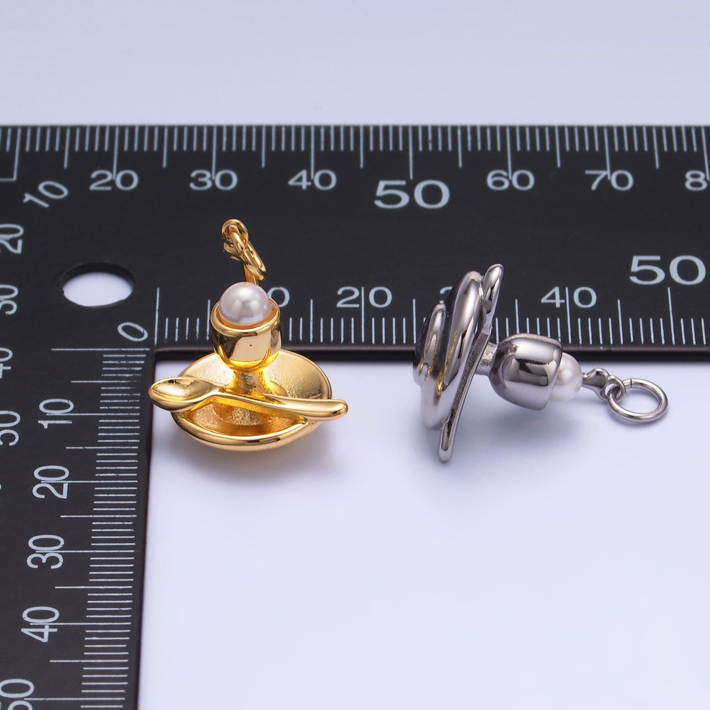 Mini Gold Pearl Ice Cream Charm White Pearl Gelato Charm Mini Foodie Charm Inspired for Bracelet Necklace Earring Bag Charm Supply w427