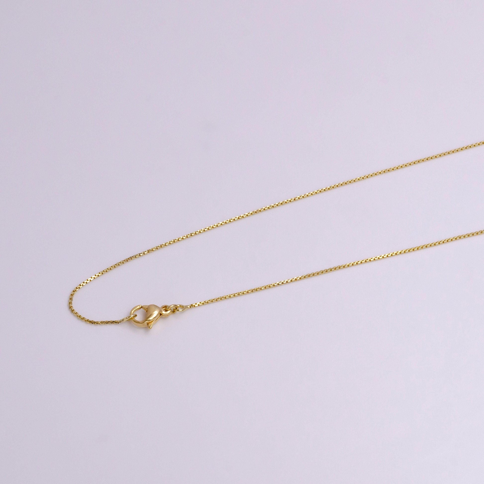 Dainty box chain 0.8mm width chain necklace 14k gold filled ready to wear 19.5" long wa-1906