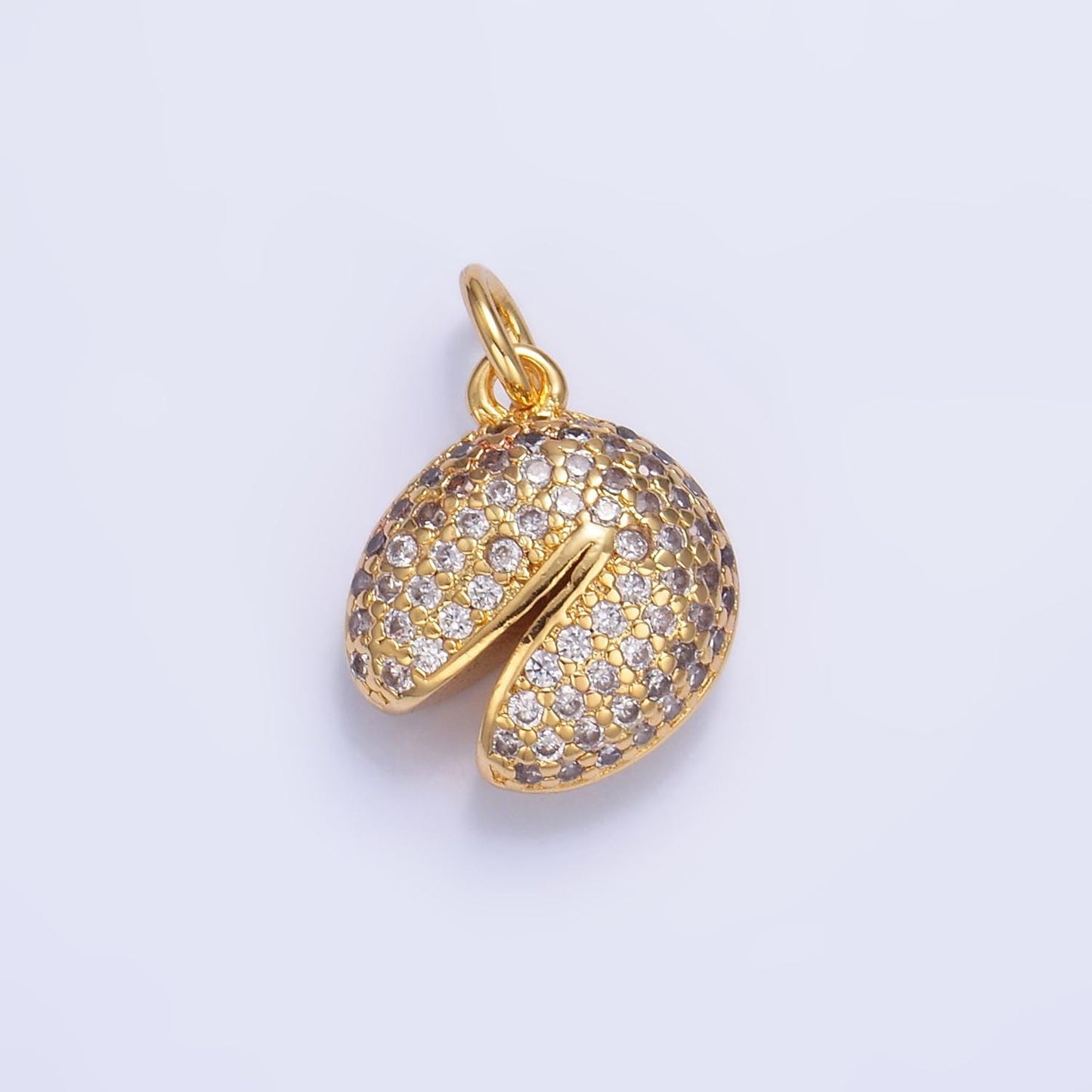 Micro Pave Fortune Cookie Pendant Gold Cookie Charms 24k Gold Filled Chinese Food Charm Foodie Charm Bracelet Necklace W429