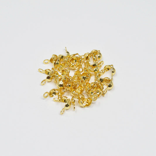 1x gold clamshell end tip beads 3.9mm diameter, ball chain clasps gold clasp for connector ball chain crimp beads l-166