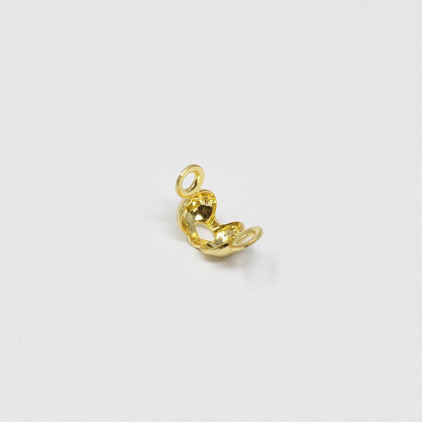 1x gold clamshell end tip beads 3.9mm diameter, ball chain clasps gold clasp for connector ball chain crimp beads l-166