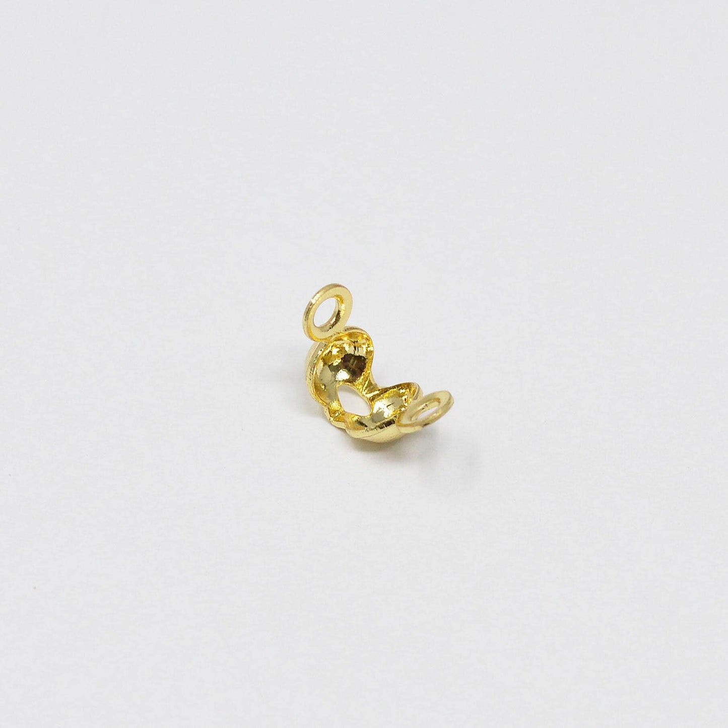 1x gold clamshell end tip beads 3.9mm diameter, ball chain clasps gold clasp for connector ball chain crimp beads l-166
