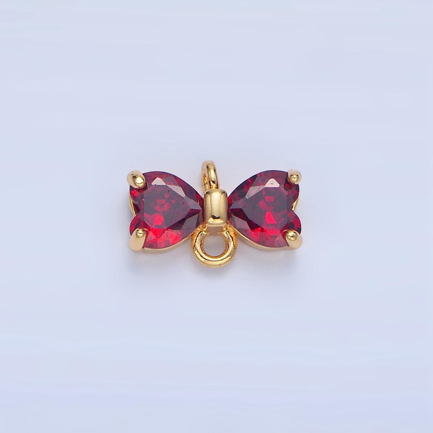 1x black pink cubic bow zirconia 14k gold filled charm connector, bow pendant, cz bow charms with open link for necklace bracelet f641