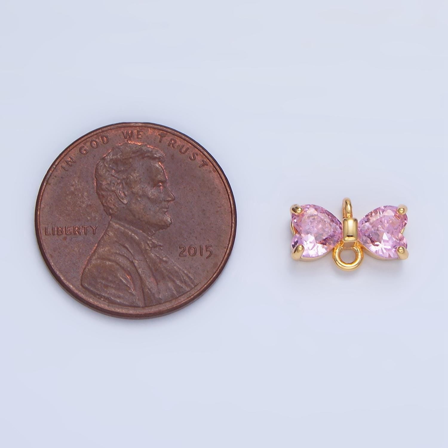 1x black pink cubic bow zirconia 14k gold filled charm connector, bow pendant, cz bow charms with open link for necklace bracelet f641