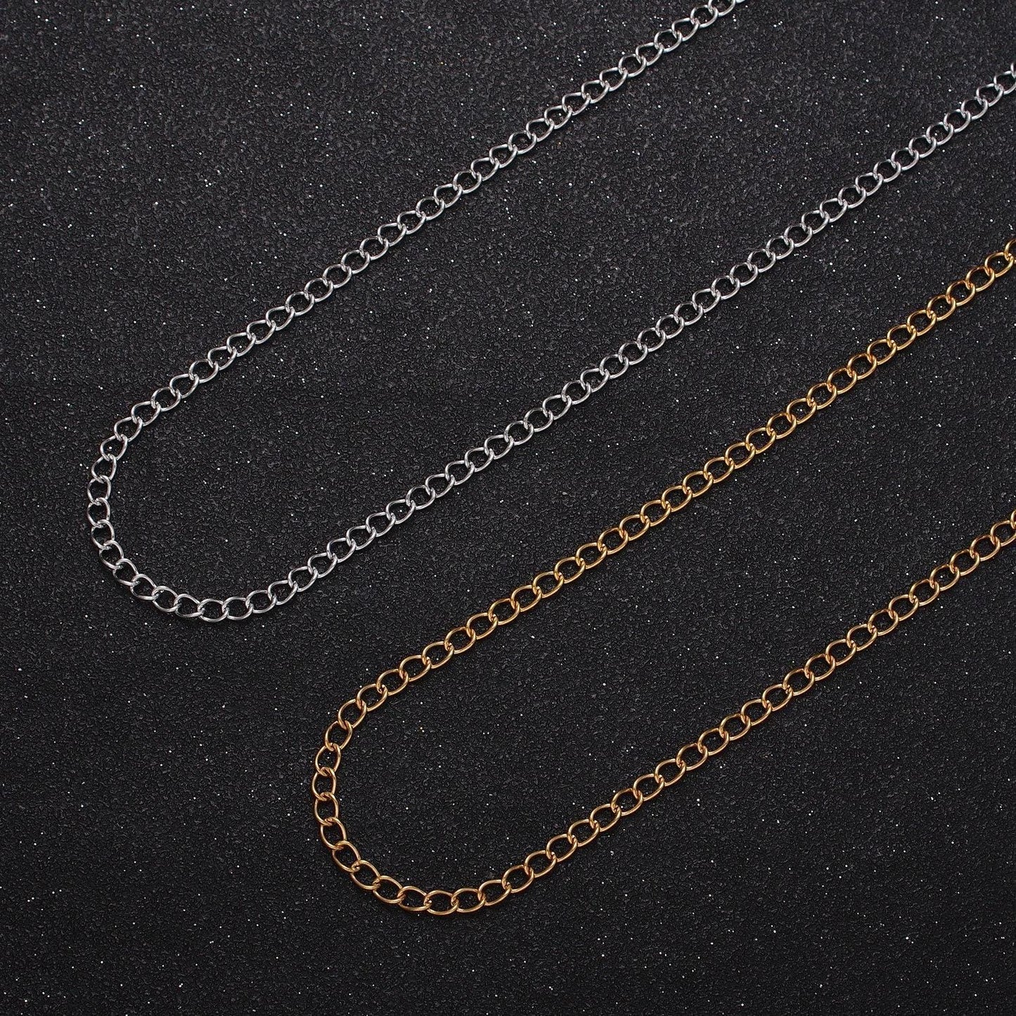 24k gold filled cable thin rolo curb bulk chain, 2.9mm gold & silver unfinished chain for jewelry extenders making | roll-939, roll-940
