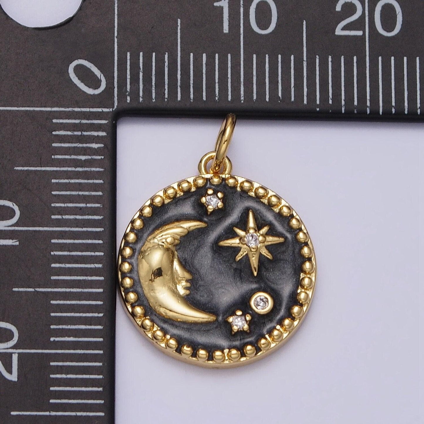 Black enamel crescent moon charm celestial pendant enamel starry night jewelry pendant add on necklace bracelet charm ac254