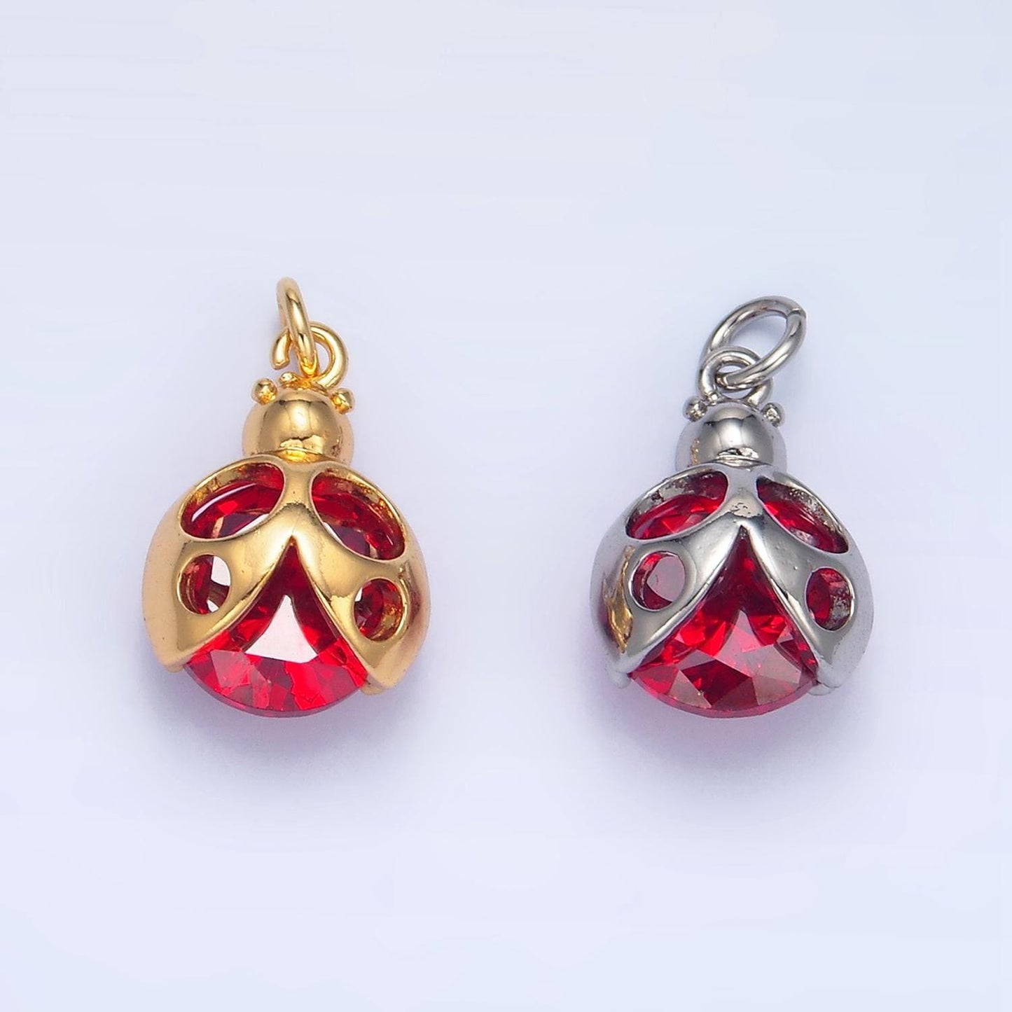 Mini gold ladybug pendant red cz animal charm gold tiny ladybug charms silver bug charm for bracelet necklace component w063