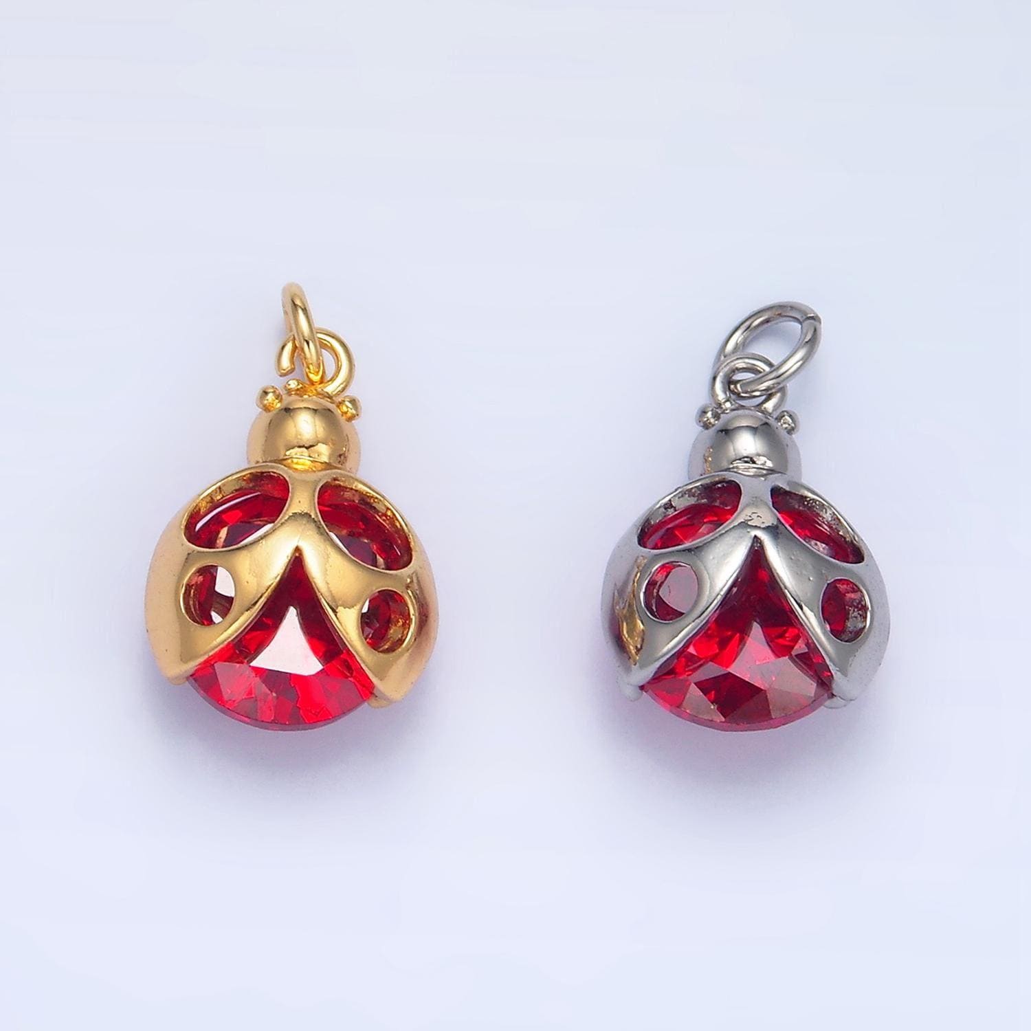 Mini gold ladybug pendant red cz animal charm gold tiny ladybug charms silver bug charm for bracelet necklace component w063