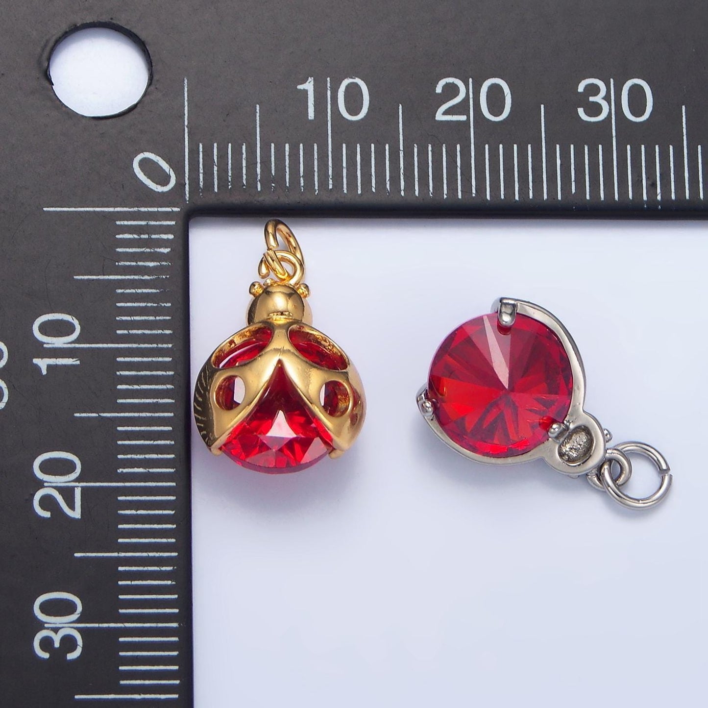 Mini gold ladybug pendant red cz animal charm gold tiny ladybug charms silver bug charm for bracelet necklace component w063