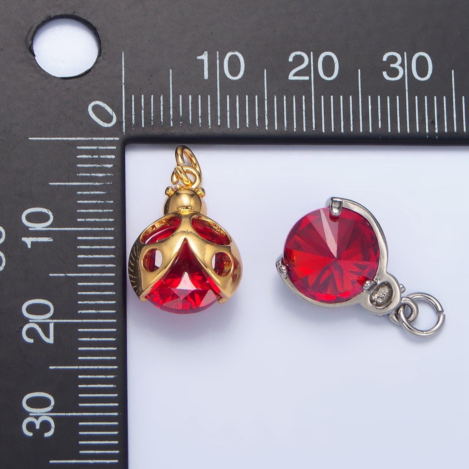 Mini gold ladybug pendant red cz animal charm gold tiny ladybug charms silver bug charm for bracelet necklace component w063