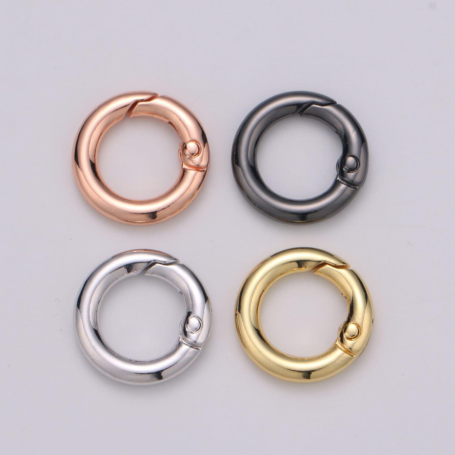 Gold spring gate ring,push gate ring,15,17, 20mm diameter ring holder rose gold black gun metal silver clasp connector charm holder l-33-l35