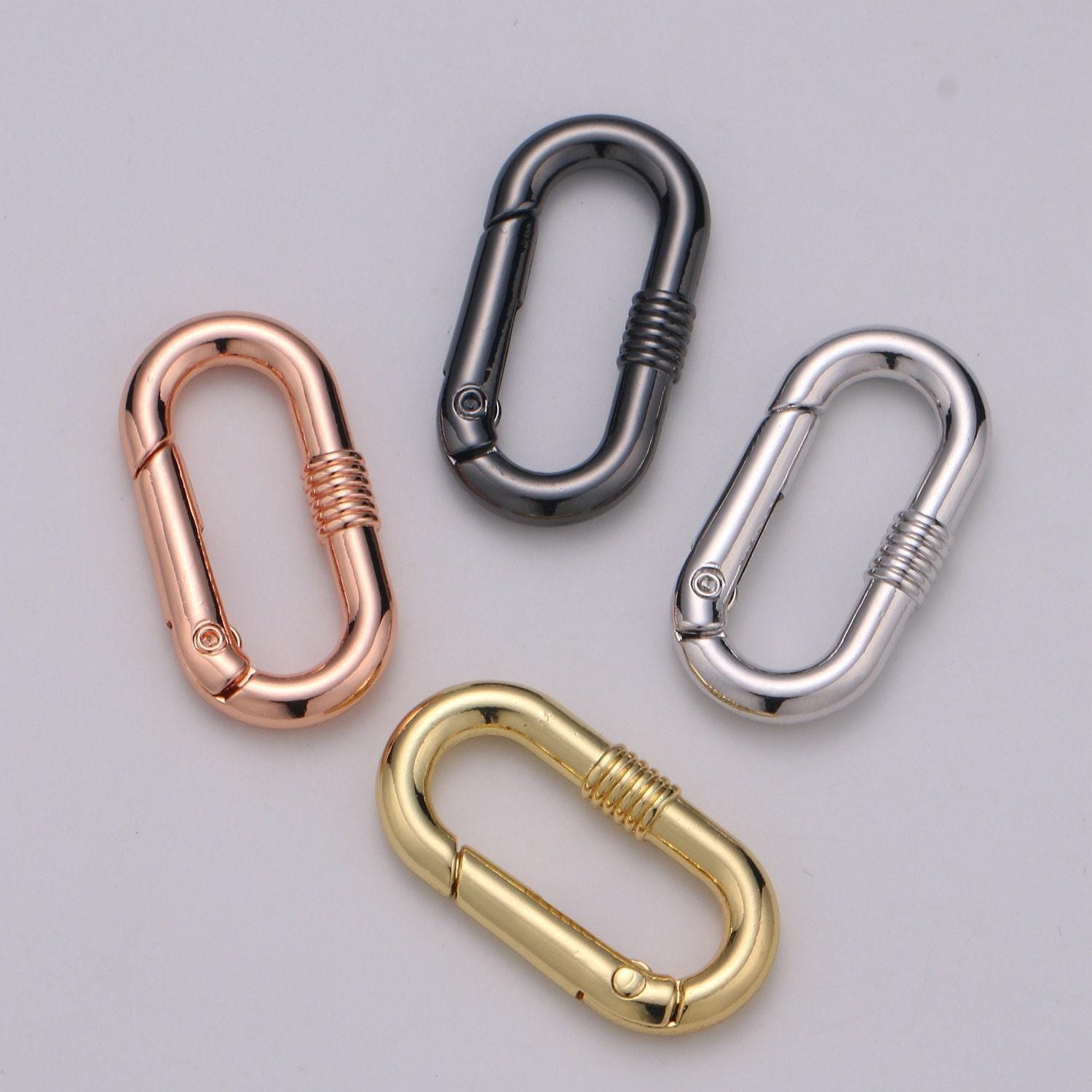 Gold spring gate ring,push gate ring, 33x17mm oval ring charm holder rose gold black gunmetal silverclasp for connector charm supp-960-963