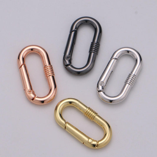 Gold spring gate ring,push gate ring, 33x17mm oval ring charm holder rose gold black gunmetal silverclasp for connector charm supp-960-963