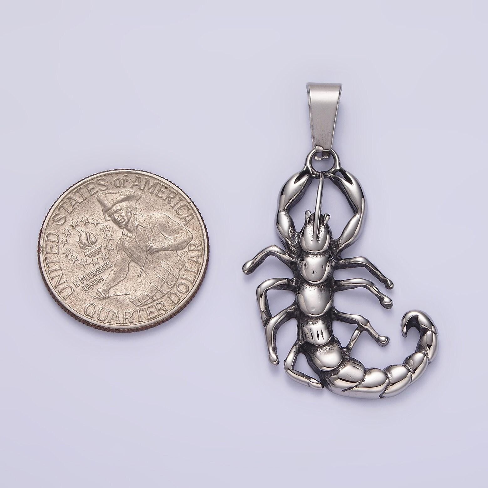 Stainless steel 43mm scorpion animal pendant | p749