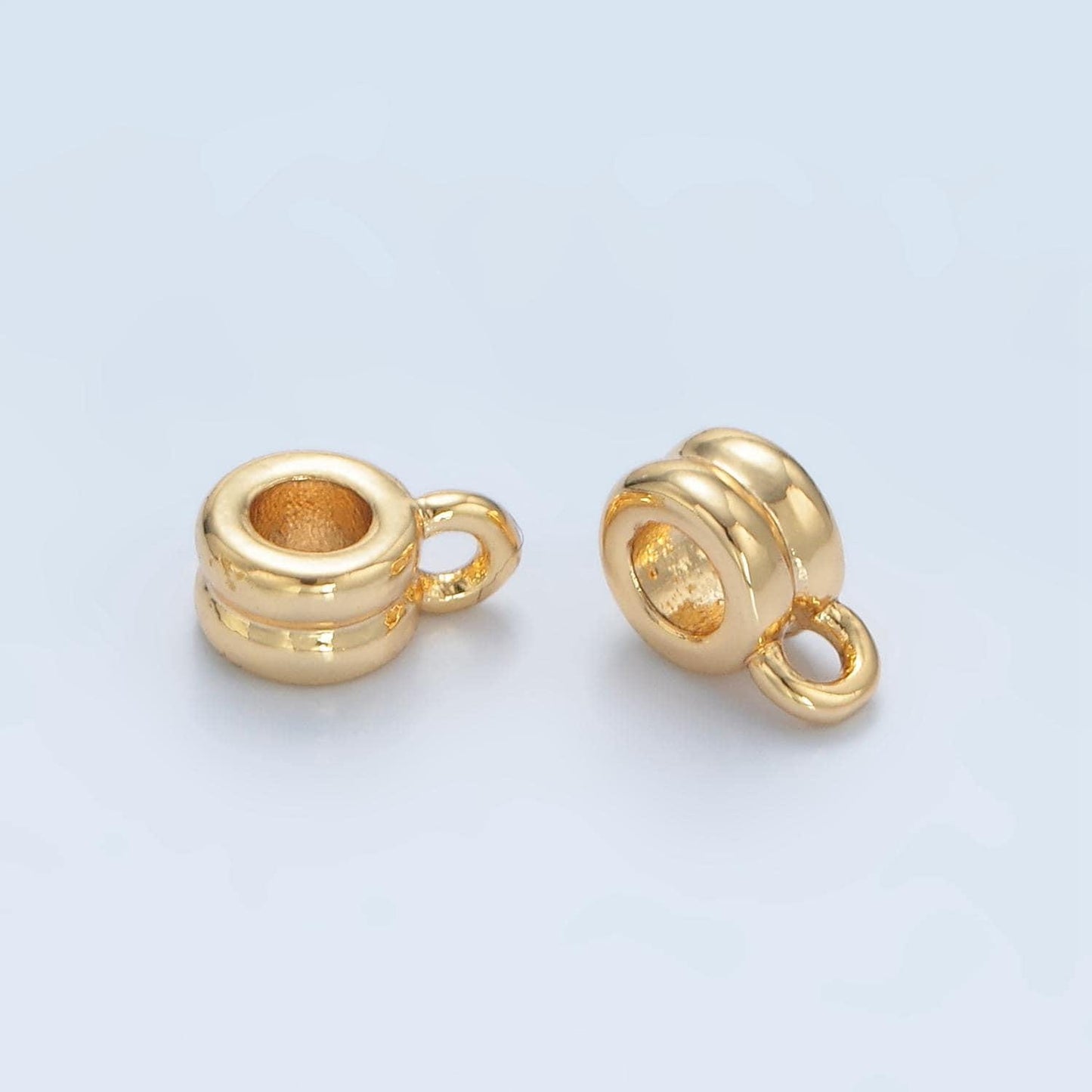 Gold bail beads spacer with closed link for charm holder spacer with loop cord bails slider bails, spacer ring z953