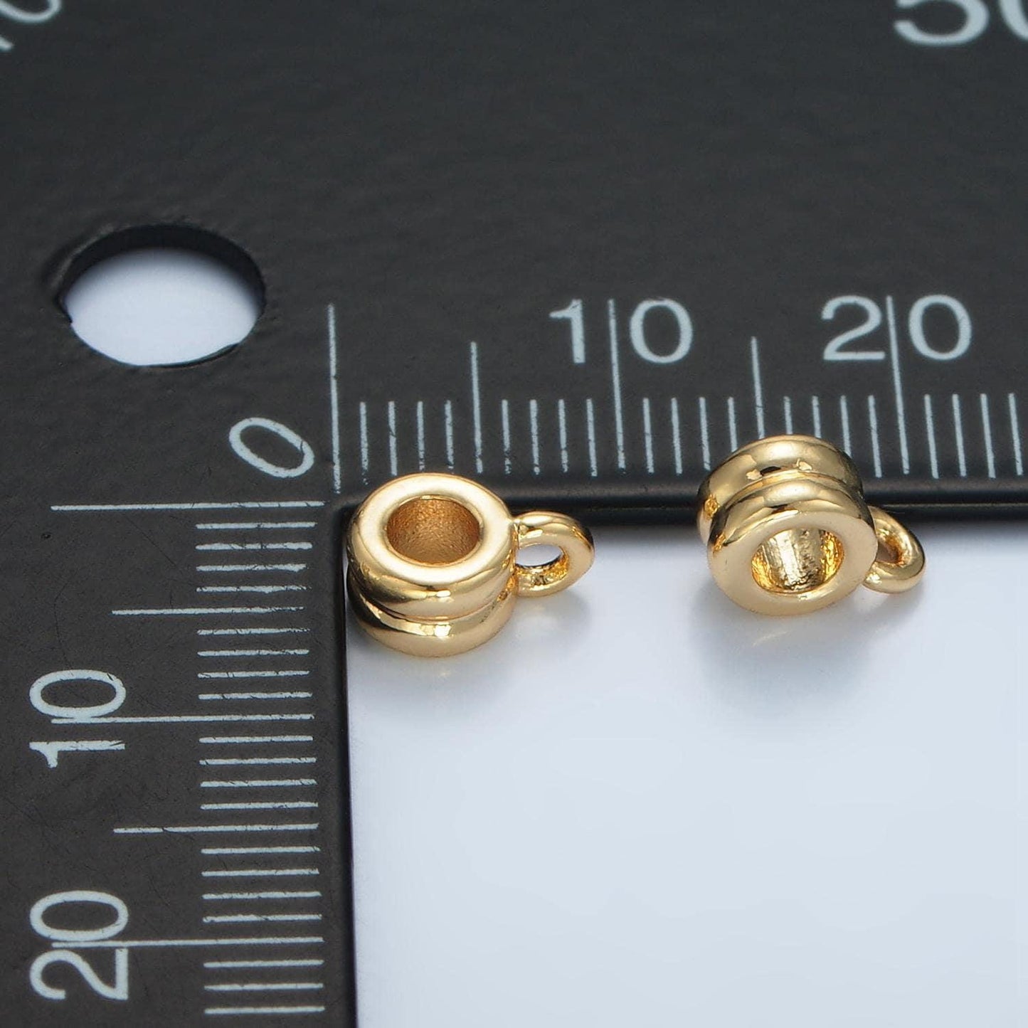 Gold bail beads spacer with closed link for charm holder spacer with loop cord bails slider bails, spacer ring z953