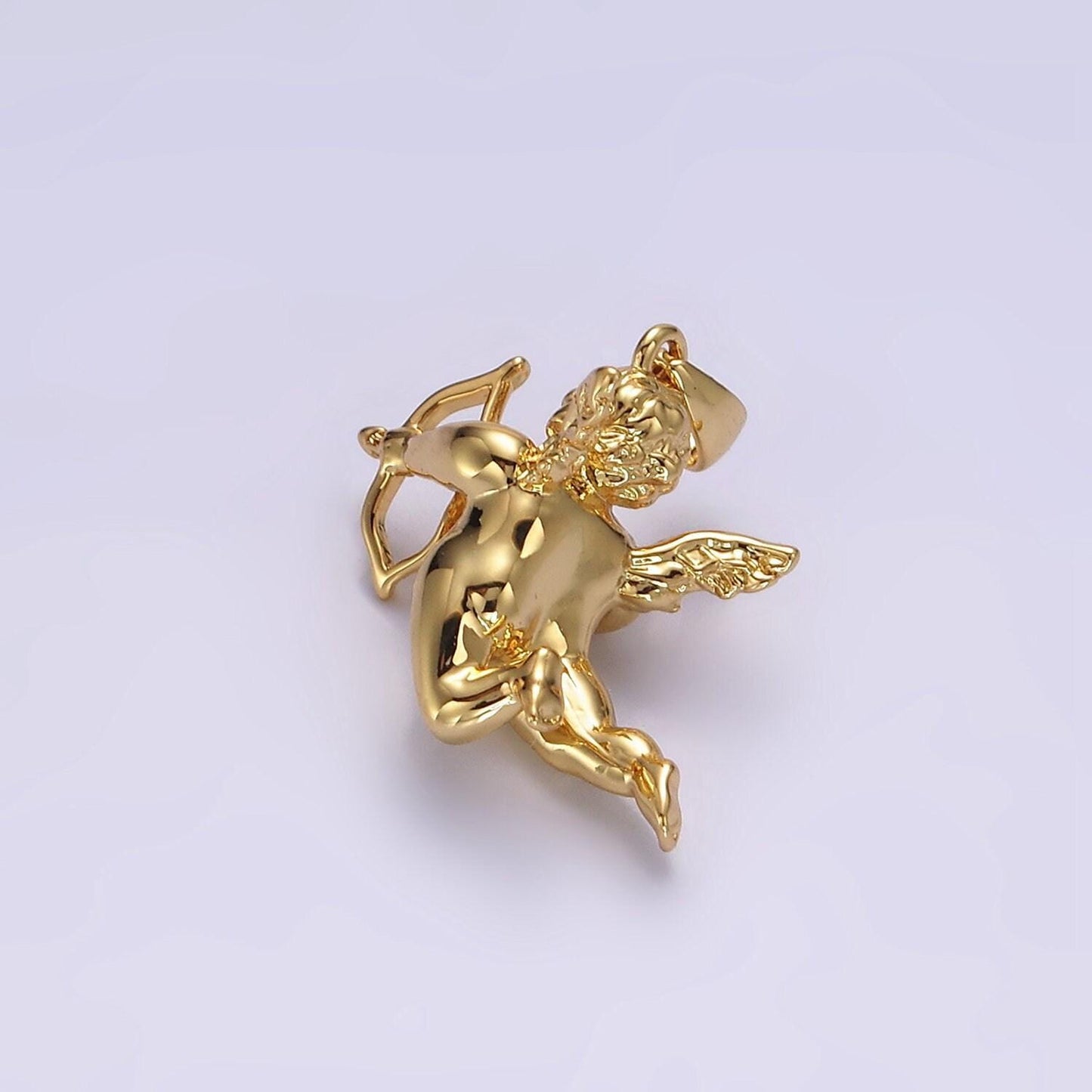 14k gold filled 23mm cherub baby angel mini pendant in gold & silver | n1268 n1269