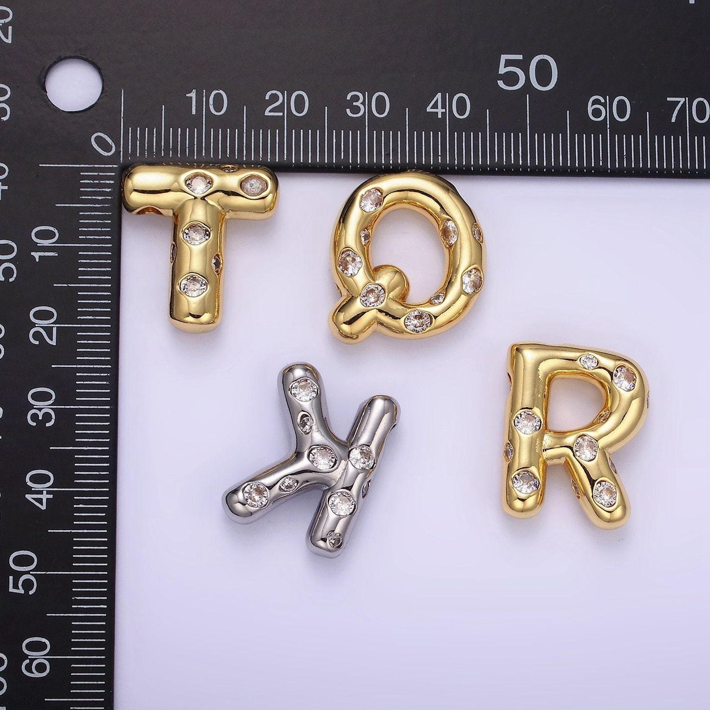 Gold pave balloon pendant cubic zirconia initial necklace charm bubble letter for diy cz alphabet personalized bubble necklace a1041-a1053
