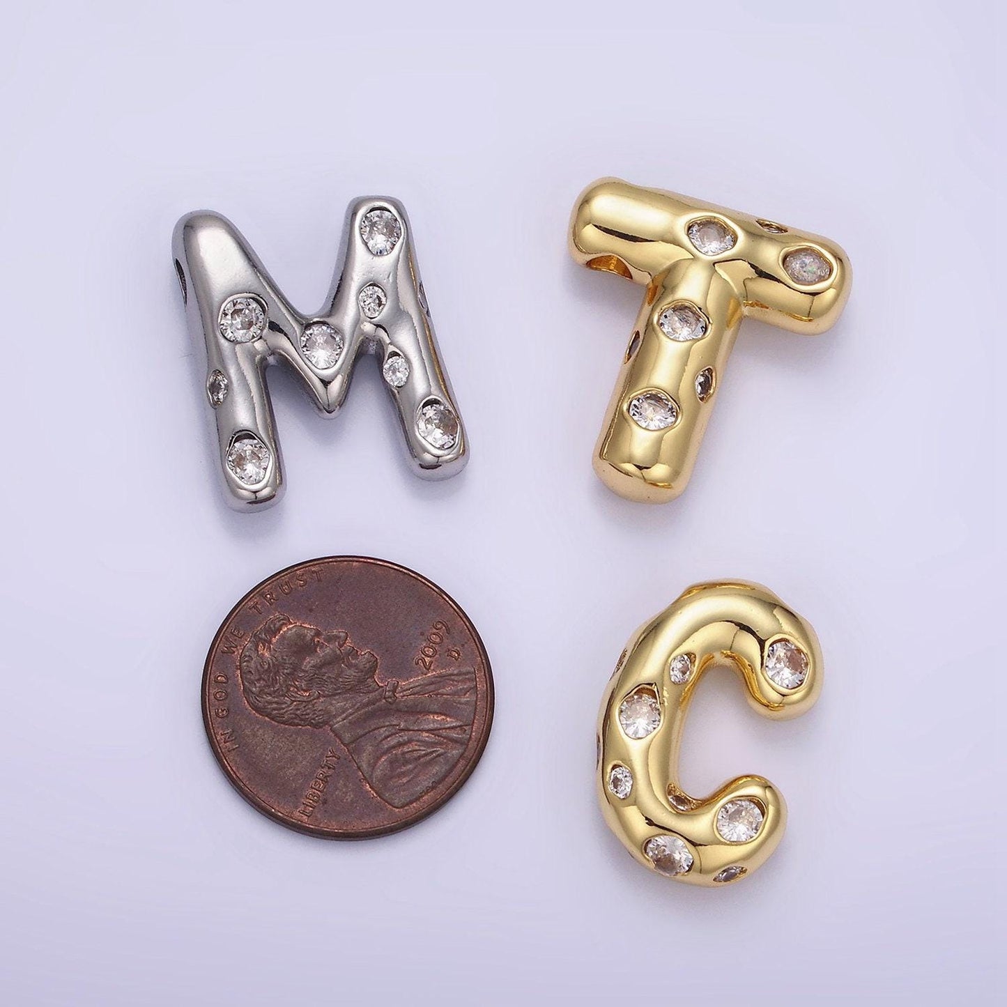 Gold pave balloon pendant cubic zirconia initial necklace charm bubble letter for diy cz alphabet personalized bubble necklace a1041-a1053