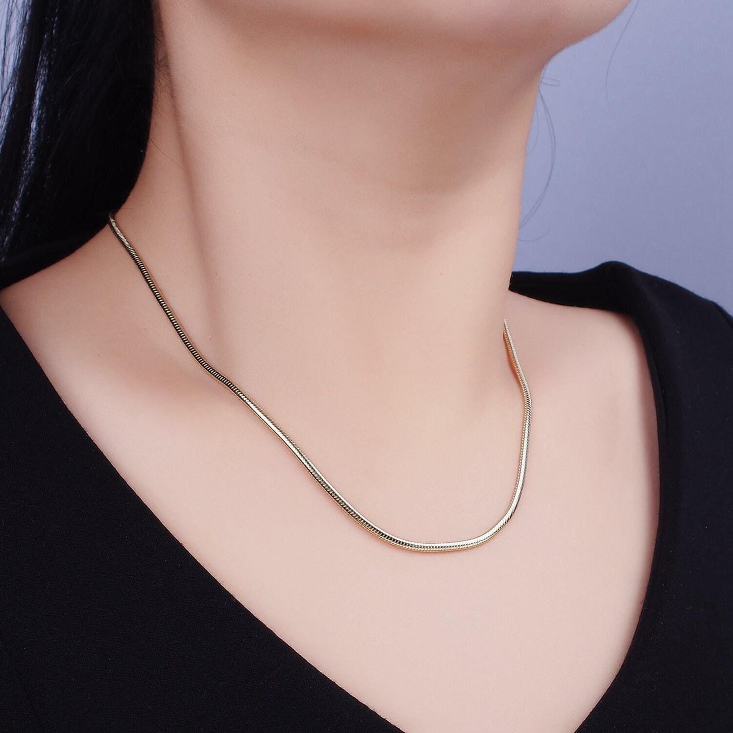 Dainty herringbone necklace in gold for minimalist jewelry layer necklace 17.75 or 19.75 inch long snake chain